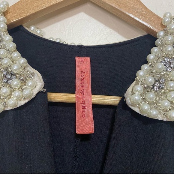 Eight Sixty black fit and flare sleeveless dress with pearl collar Size S - Picture 7 of 9